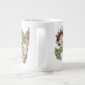 Cute Happy Elf Danser, Retro Kerstmis Cartoon Grote Koffiekop (Achterkant)