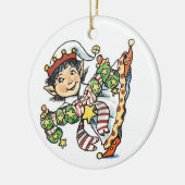 Cute Happy Elf Danser, Retro Kerstmis Cartoon Keramisch Ornament (Links)