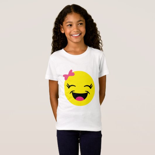 Cute & Happy Emoji Girl T-shirt (Voorkant volledig)