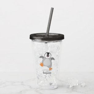 Cute happy emperor pinguin chick cartoon acryl drinkbeker