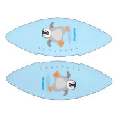 Cute happy emperor pinguin chick cartoon american football (Panelen)