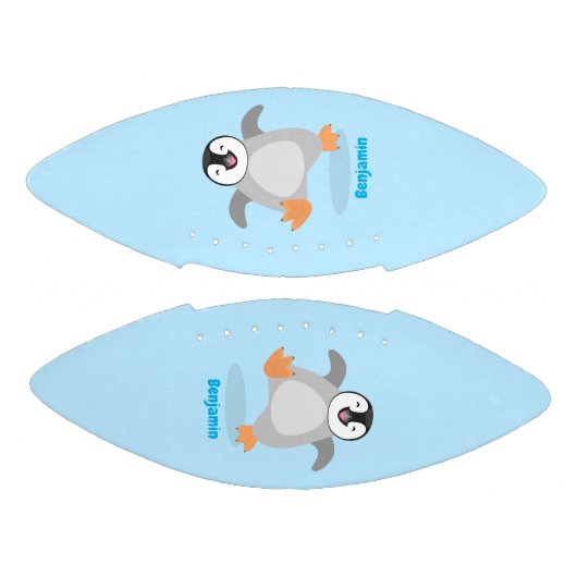 Cute happy emperor pinguin chick cartoon american football (Panelen)