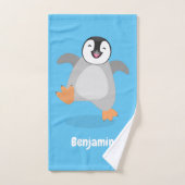 Cute happy emperor pinguin chick cartoon bad handdoek (Handdoek)