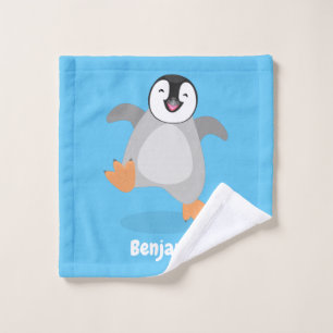 Cute happy emperor pinguin chick cartoon bad handdoek