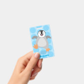 Cute happy emperor pinguin chick cartoon badge (Handheld)