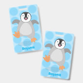 Cute happy emperor pinguin chick cartoon badge (Voor- en achterkant)