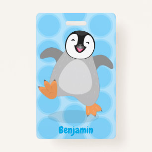 Cute happy emperor pinguin chick cartoon badge