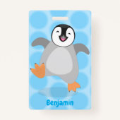 Cute happy emperor pinguin chick cartoon badge (Achterkant)