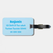 Cute happy emperor pinguin chick cartoon bagagelabel (Achterkant horizontaal)