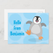 Cute happy emperor pinguin chick cartoon briefkaart (Voorkant / Achterkant)