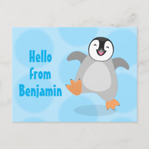 Cute happy emperor pinguin chick cartoon briefkaart