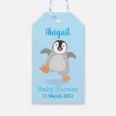 Cute happy emperor pinguin chick cartoon cadeaulabel (Achterkant)