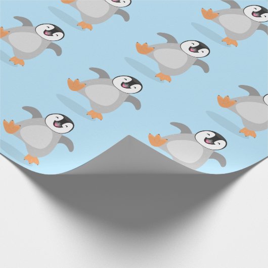 Cute happy emperor pinguin chick cartoon cadeaupapier (Hoek)