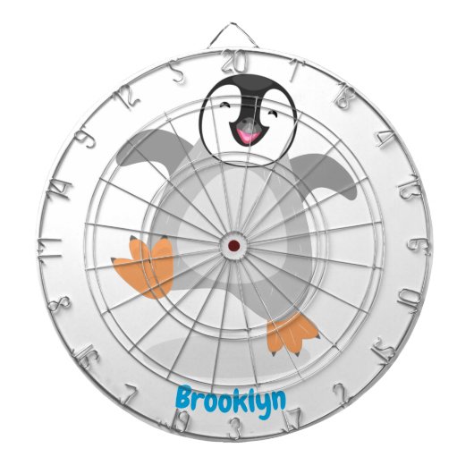 Cute happy emperor pinguin chick cartoon dartbord (Voorkant)