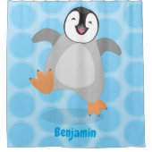 Cute happy emperor pinguin chick cartoon douchegordijn (Voorkant)