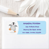 Cute happy emperor pinguin chick cartoon etiket (Insitu)