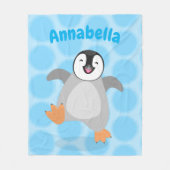 Cute happy emperor pinguin chick cartoon fleece deken (Voorkant)