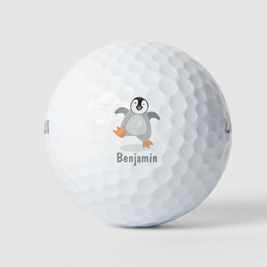 Cute happy emperor pinguin chick cartoon golfballen (Voorkant)