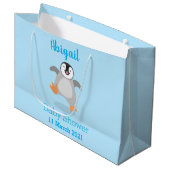 Cute happy emperor pinguin chick cartoon groot cadeauzakje (Voorkant Gekanteld)