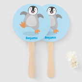 Cute happy emperor pinguin chick cartoon handwaaier (Voorkant en achterkant)