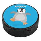 Cute happy emperor pinguin chick cartoon hockey puck (3/4)