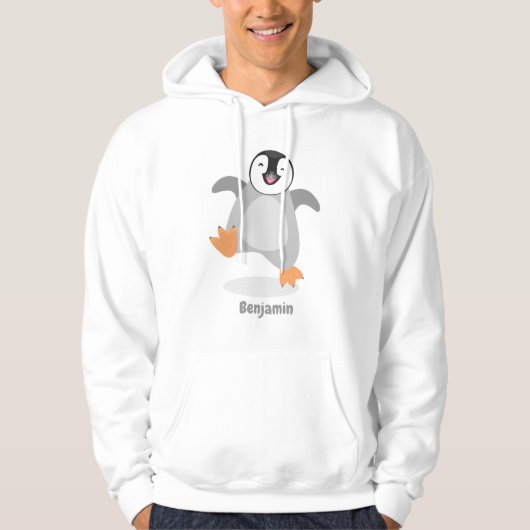 Cute happy emperor pinguin chick cartoon hoodie (Voorkant)
