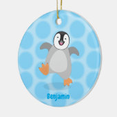 Cute happy emperor pinguin chick cartoon keramisch ornament (Links)