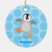 Cute happy emperor pinguin chick cartoon keramisch ornament (Achterkant)