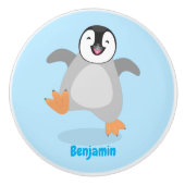 Cute happy emperor pinguin chick cartoon keramische knop (Voorkant)