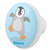 Cute happy emperor pinguin chick cartoon keramische knop (Rechts)