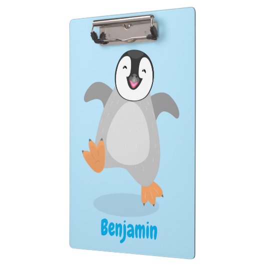 Cute happy emperor pinguin chick cartoon klembord (Links)
