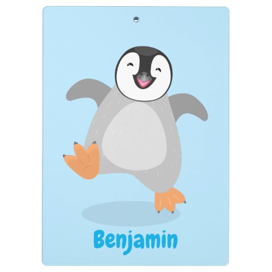 Cute happy emperor pinguin chick cartoon klembord (Achterkant)