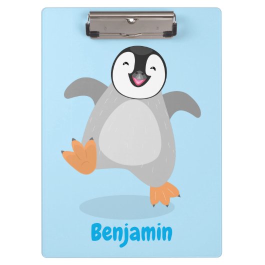 Cute happy emperor pinguin chick cartoon klembord (Voorkant)