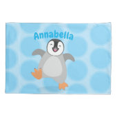 Cute happy emperor pinguin chick cartoon kussensloop (Achterkant)