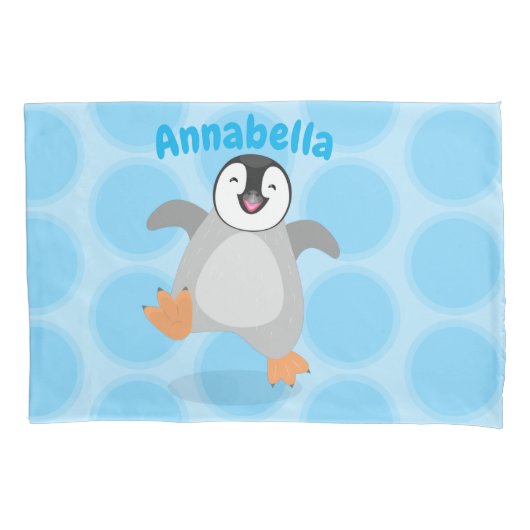 Cute happy emperor pinguin chick cartoon kussensloop (Voorkant)