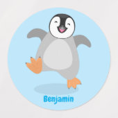 Cute happy emperor pinguin chick cartoon labels (Design 2)
