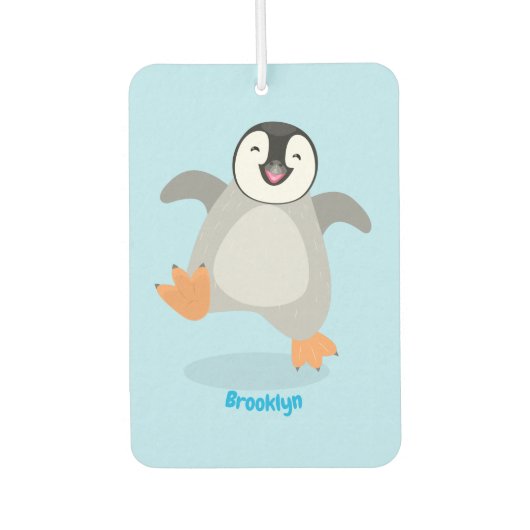 Cute happy emperor pinguin chick cartoon luchtverfrisser (Voorkant)