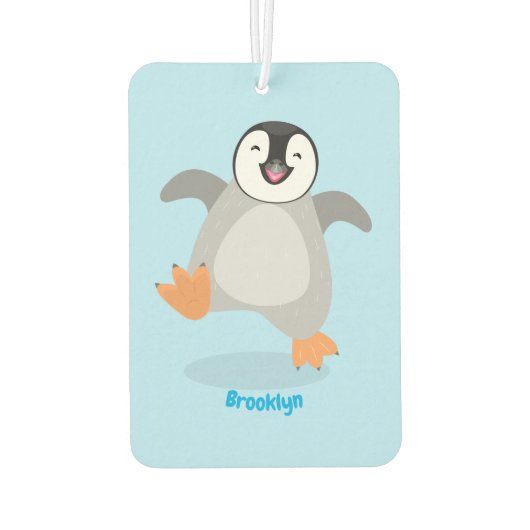 Cute happy emperor pinguin chick cartoon luchtverfrisser (Achterkant)