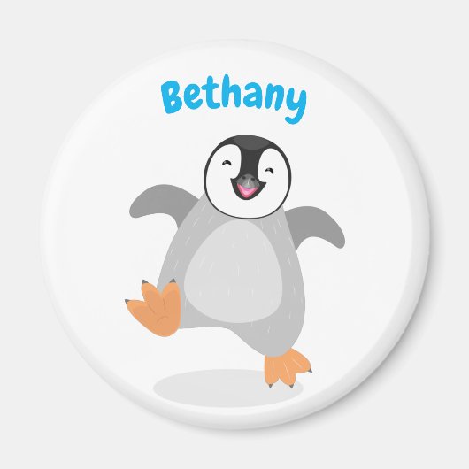 Cute happy emperor pinguin chick cartoon magneet (Voorkant)