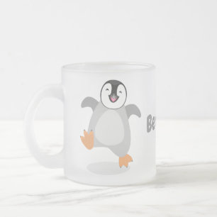 Cute happy emperor pinguin chick cartoon matglas koffiemok