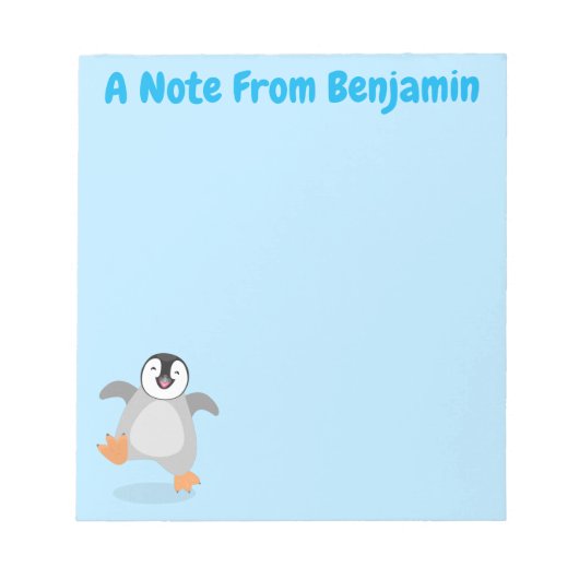 Cute happy emperor pinguin chick cartoon notitieblok (Voorkant)