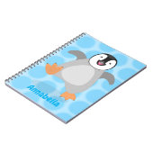 Cute happy emperor pinguin chick cartoon notitieboek (Linkerzijde)