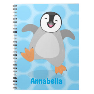 Cute happy emperor pinguin chick cartoon notitieboek