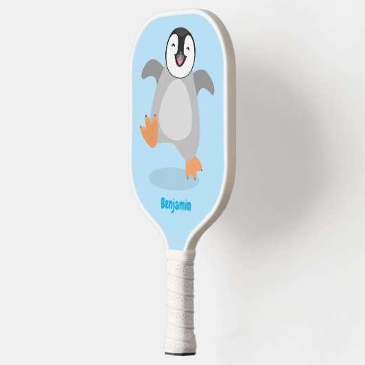 Cute happy emperor pinguin chick cartoon pickleball paddle (Links)