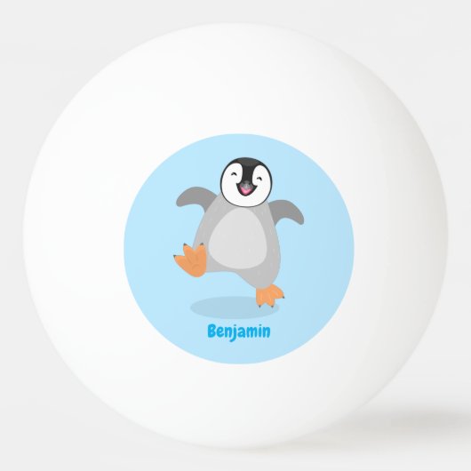Cute happy emperor pinguin chick cartoon pingpongbal (Voorkant)