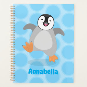 Cute happy emperor pinguin chick cartoon planner