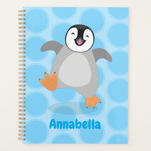 Cute happy emperor pinguin chick cartoon planner (Voorkant)