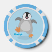 Cute happy emperor pinguin chick cartoon poker chips (Achterkant)