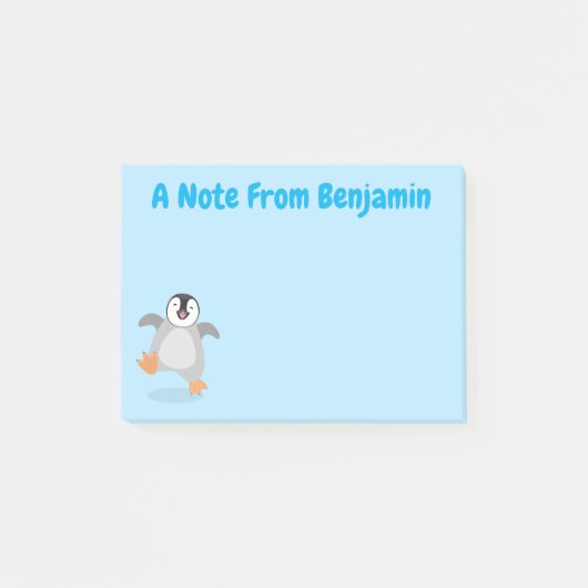 Cute happy emperor pinguin chick cartoon post-it® notes (Voorkant)