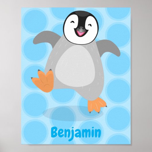 Cute happy emperor pinguin chick cartoon poster (Voorkant)